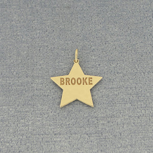 Solid Gold Personalized Name Laser Engraved Star Disc Charm Pendant Minimal Fine Jewelry GC26