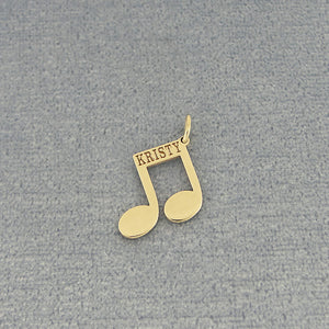 Personalized Name Engraved Music Note DiscCharm Pendant Minimalist Solid Gold Jewelry GC28