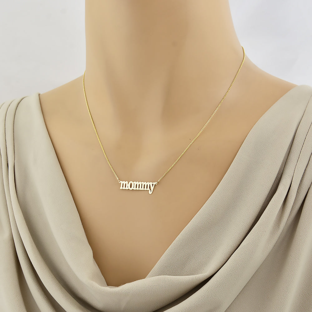 Dainty Mommy Necklace Solid 10k or 14k Minimal Fine Jewelry GC56