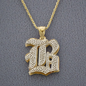Gold Old English Double Plate Initial Pendant