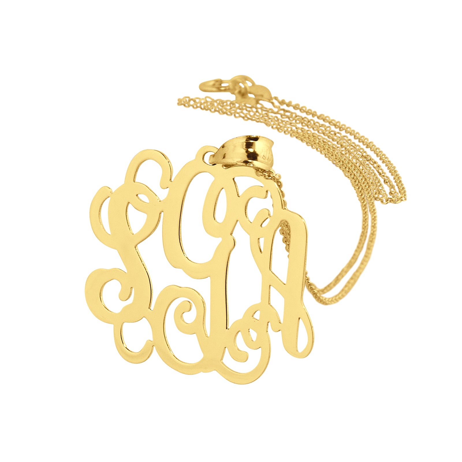Small Solid Gold 3 Initials Monogram Pendant 3-4 inch wide GM_30 - Soul  Jewelry