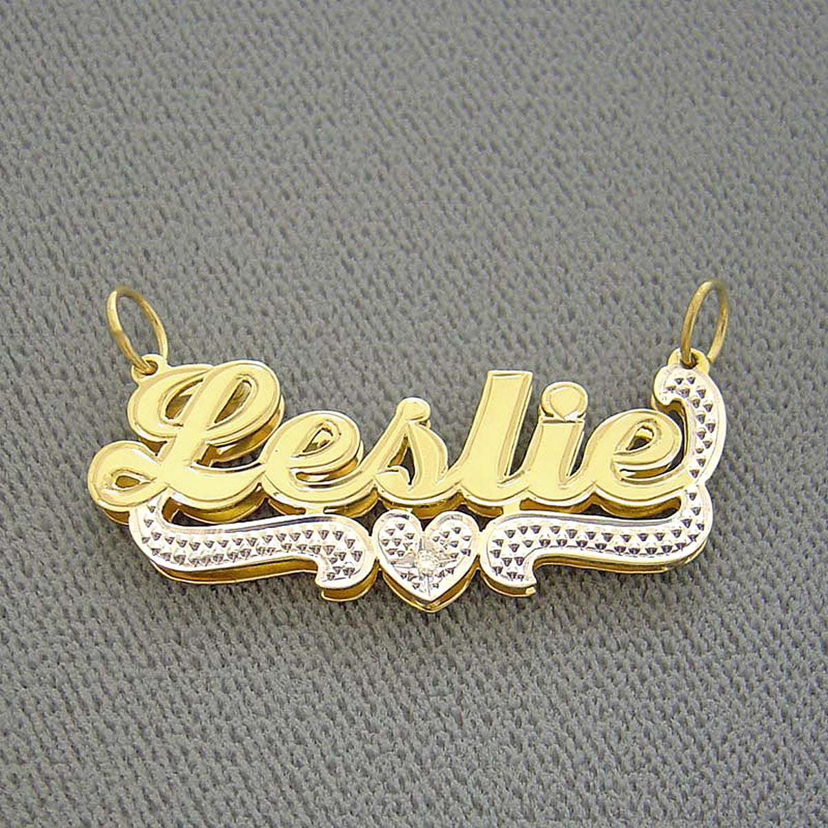 Junior Personalized Necklaces Real 10k or 14k Gold Name Pendant 3D Double Plate Two Tone Fine Jewelry ND14