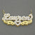 Personalized 3D Double Plate Diamond Name 2 Tone Solid Gold 2 Angel Wings Heart Charm ND20