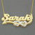 Soild 10k or 14k Gold Personalized 2 Tone Name Charm Double Plate Pendant 2 Hearts Arrow ND23