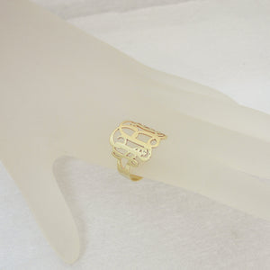 Solid 10k or 14k Gold Custom 3-Initial Monogram Ring - Fine Jewelry