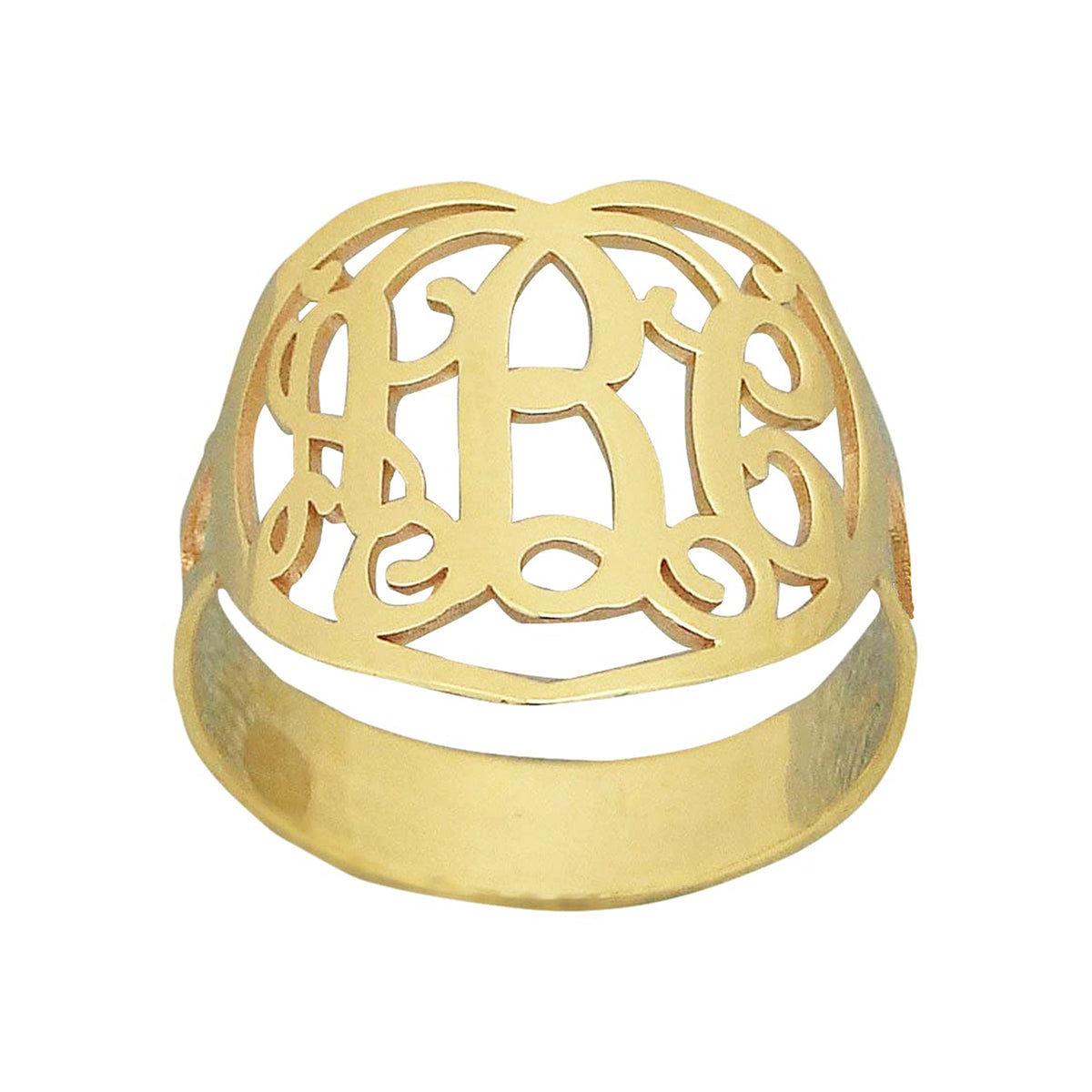 10k or 14k Real Gold 3 Initials Heart Monogram Ring Fine Personalized Jewelry NR35