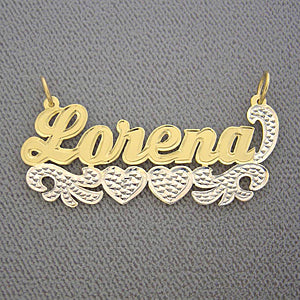 Personalized Gold Name Pendant Two Tone Charm NT39
