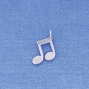 Silver Name Engraved 1-2 Inch Music Note Charm Pendant SC28