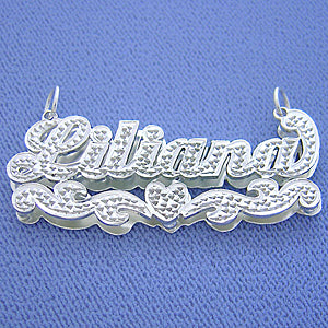 Sterling Silver 3D Double Personalized Name Pendant Necklace SD49