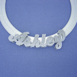 Silver 3D Personalized Name Necklace Slider &amp; 9 mm Herringbone SND97