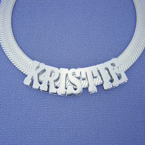 925 Silver 3D Name Necklace Slider & 9 mm Herringbone Chain SND98 18 20 and 22 inches.