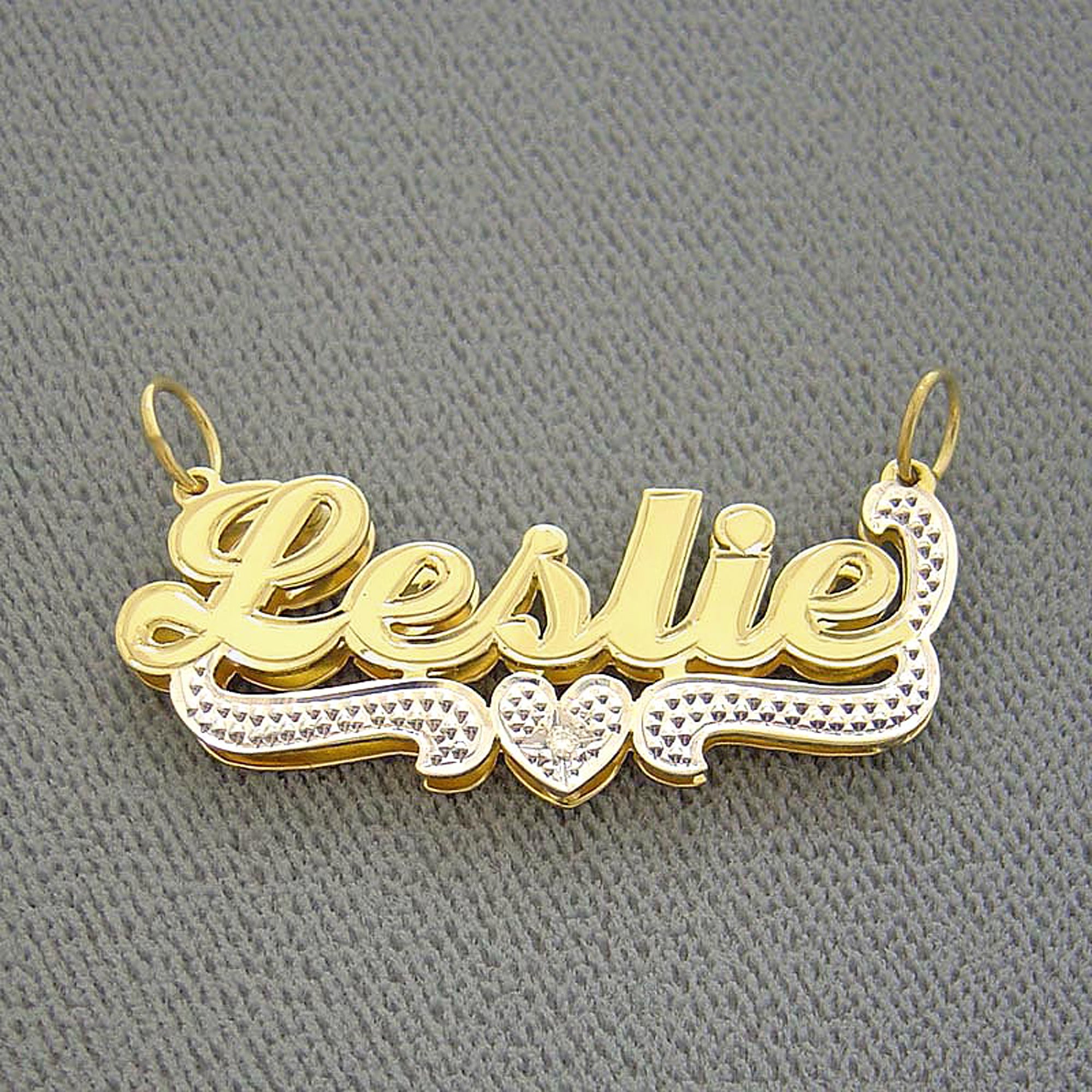 solid 14k gold personalized two tone double plate name pendant